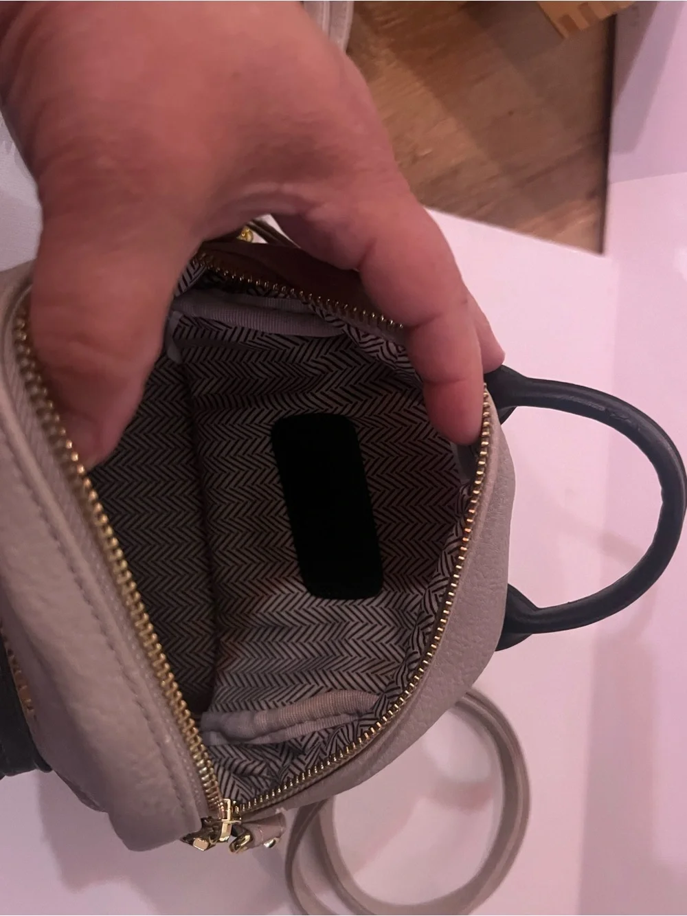 Steve Madden Beige and Black Mini Backpack Purse